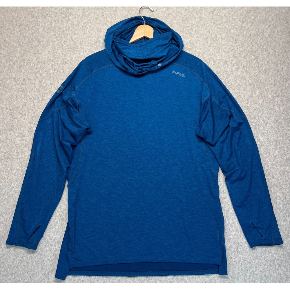 NRS Mens Varial Hoodie Blue Long Sleeve Silkweight UPF 50+ Sun Performance XL